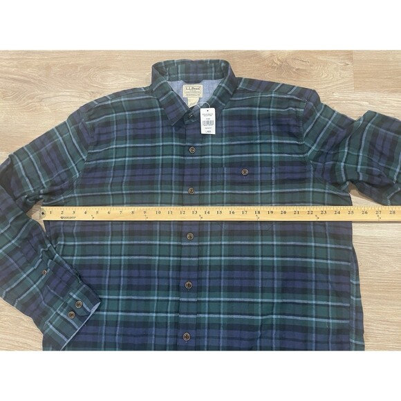 L.L. Bean BeanFlex Flannel Shirt Men's Large Green Plaid MacCallum Outdoor NEW - Picture 4 of 7